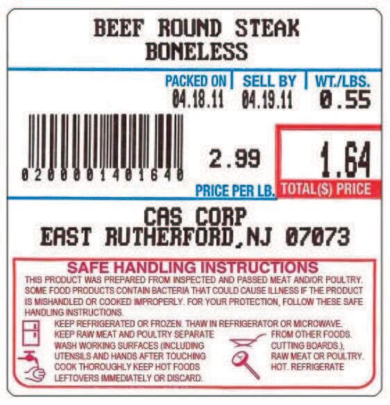 CAS LST-8040 scale label with UPC code & food info printed on it