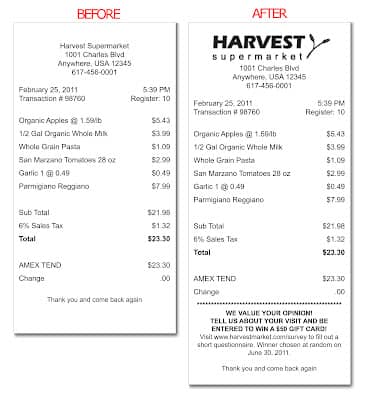 Supermarket Custom Printed Receipt