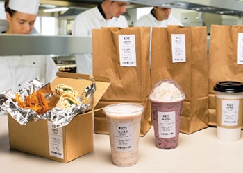 Re-Stick Linerless Labels on Takeout Bags & Cups