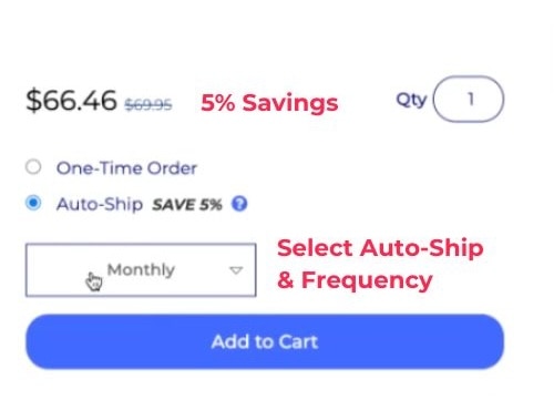 Example of choosing Auto-Ship on a product page