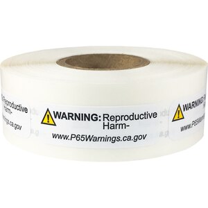 0.5" x 1.5" Prop 65 Reproductive Harm Warning Label (4 Rolls) - L-PROP65-3 12775