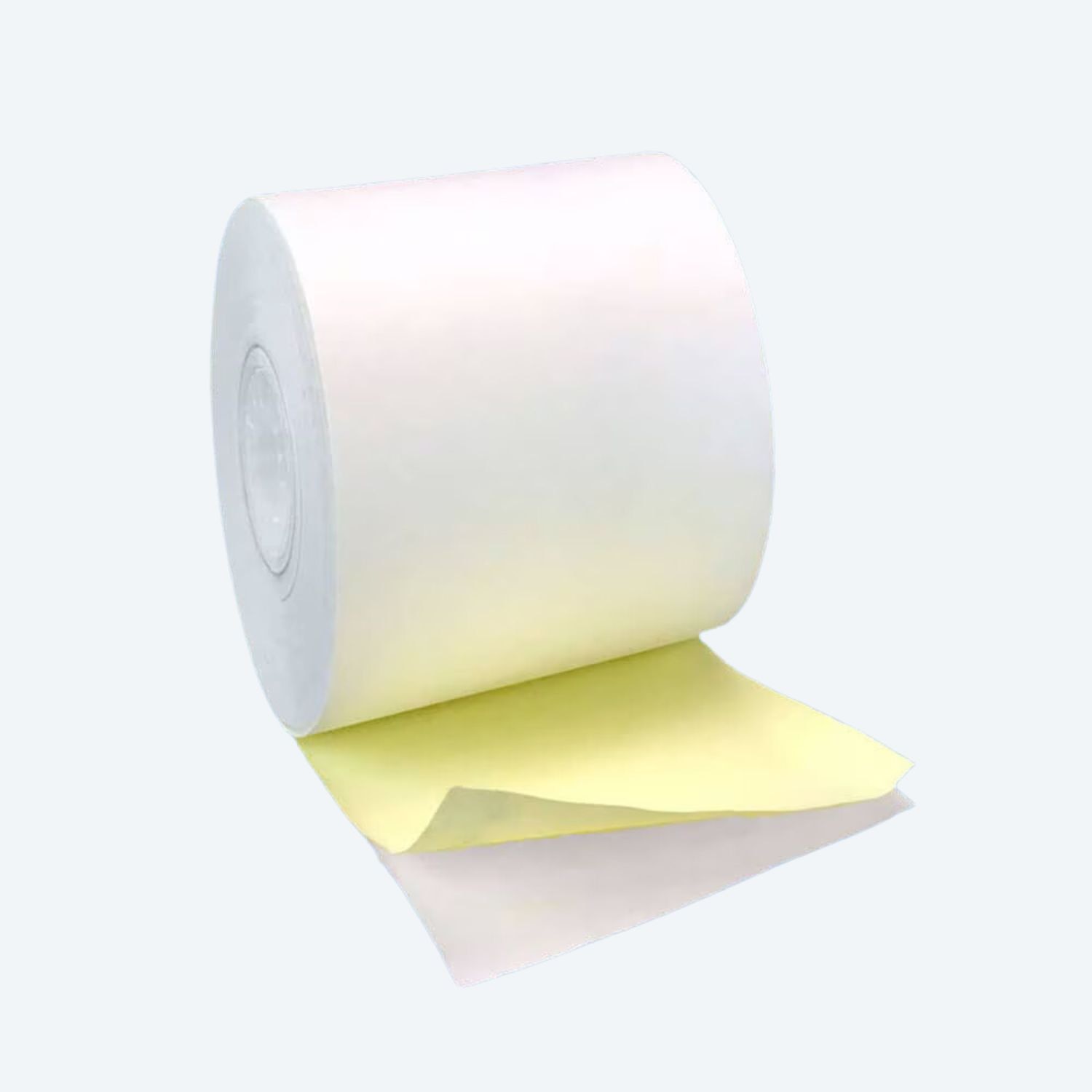 1 3/4" x 95' 2-Ply Carbonless Paper Rolls - White/Canary (100 Rolls)