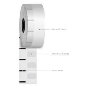 1 1/2" x 270' Iconex Standard Sticky Media Linerless Labels (30 Rolls) - ICON-9023-1818