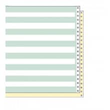 14 7/8" x 11" 15# 1/2" Green Bar 2-Part Carbon Interleaf Continuous Computer Paper (1500 sheets)