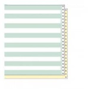 2-Ply 14-7/8'' x 11 (W x H) Standard Carbonless 13# Computer Paper, 1/2  Green Bar, No Marginal Perfs (Ream of 1500)