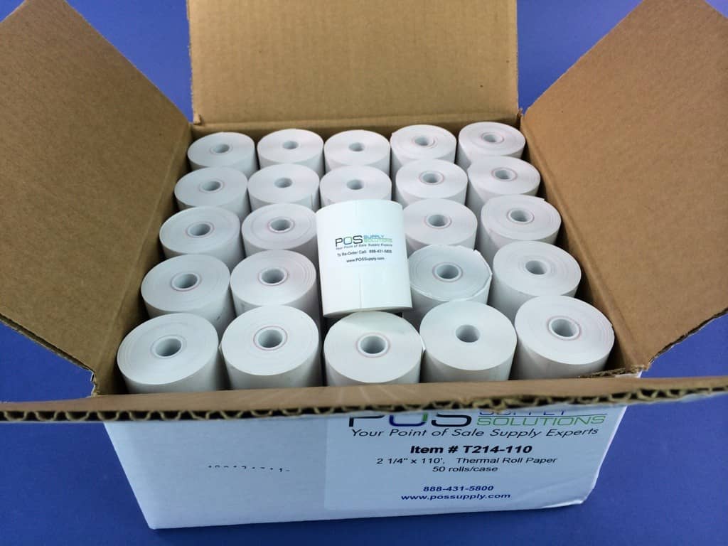 2 1/4" x 110' BPA-Free Super-Saver Thermal Receipt Paper Rolls (50 Rolls)