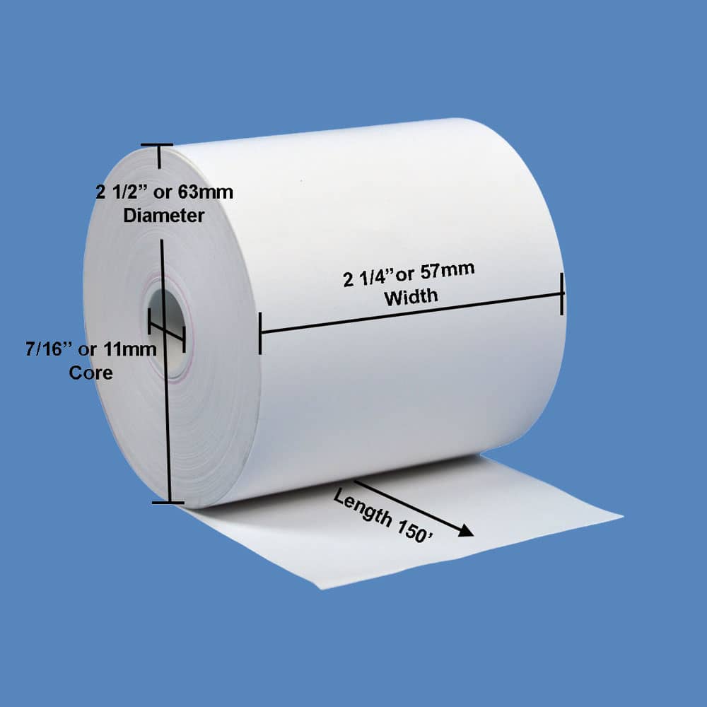 2 1/4" x 150' BPA-Free Thermal Receipt Paper Rolls (10 Rolls)