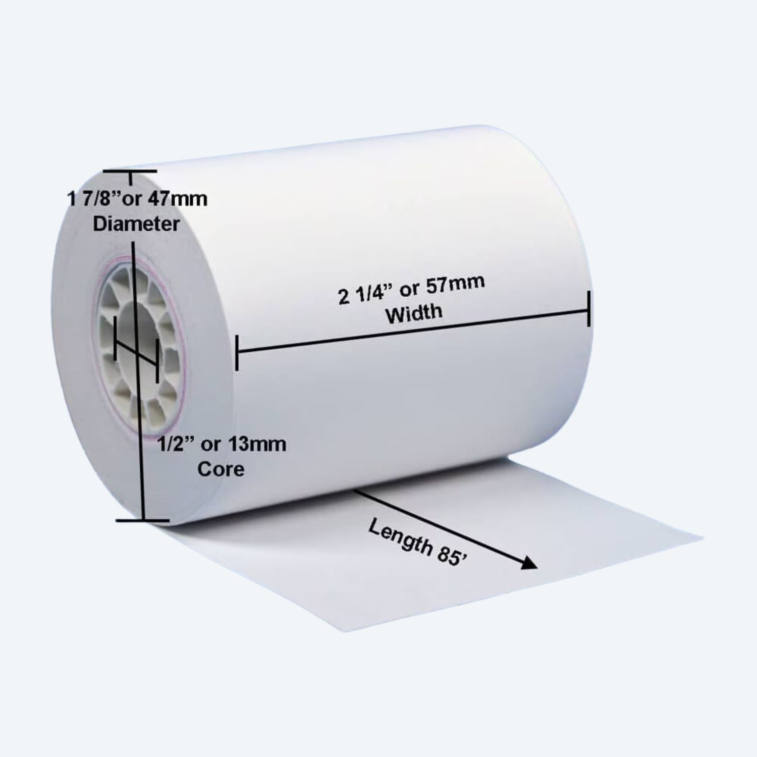 2 1/4" x 85' Thermal Receipt Paper Rolls (10 Rolls)