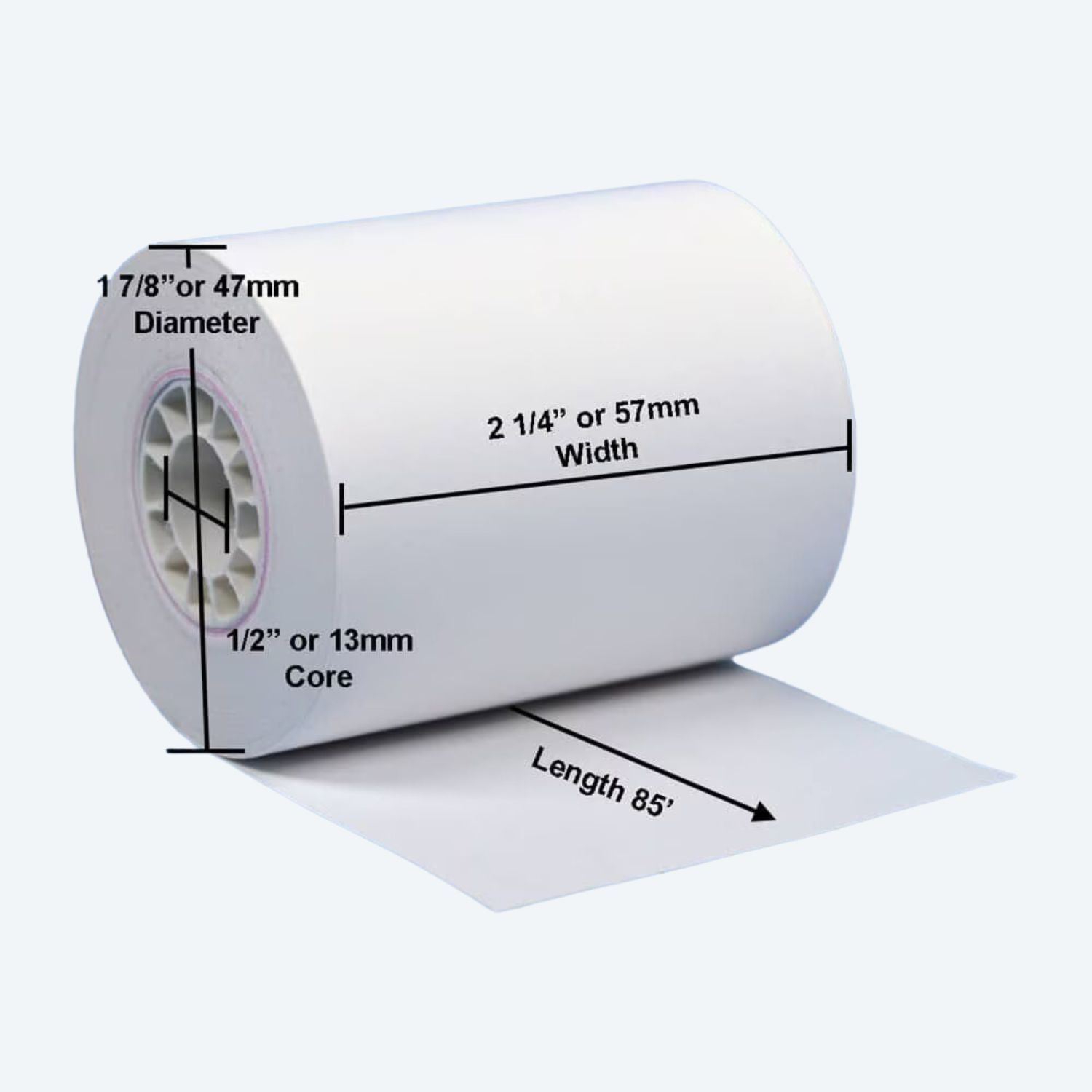 2 1/4" x 85' BPA-Free Thermal Receipt Paper Rolls (10 Rolls)