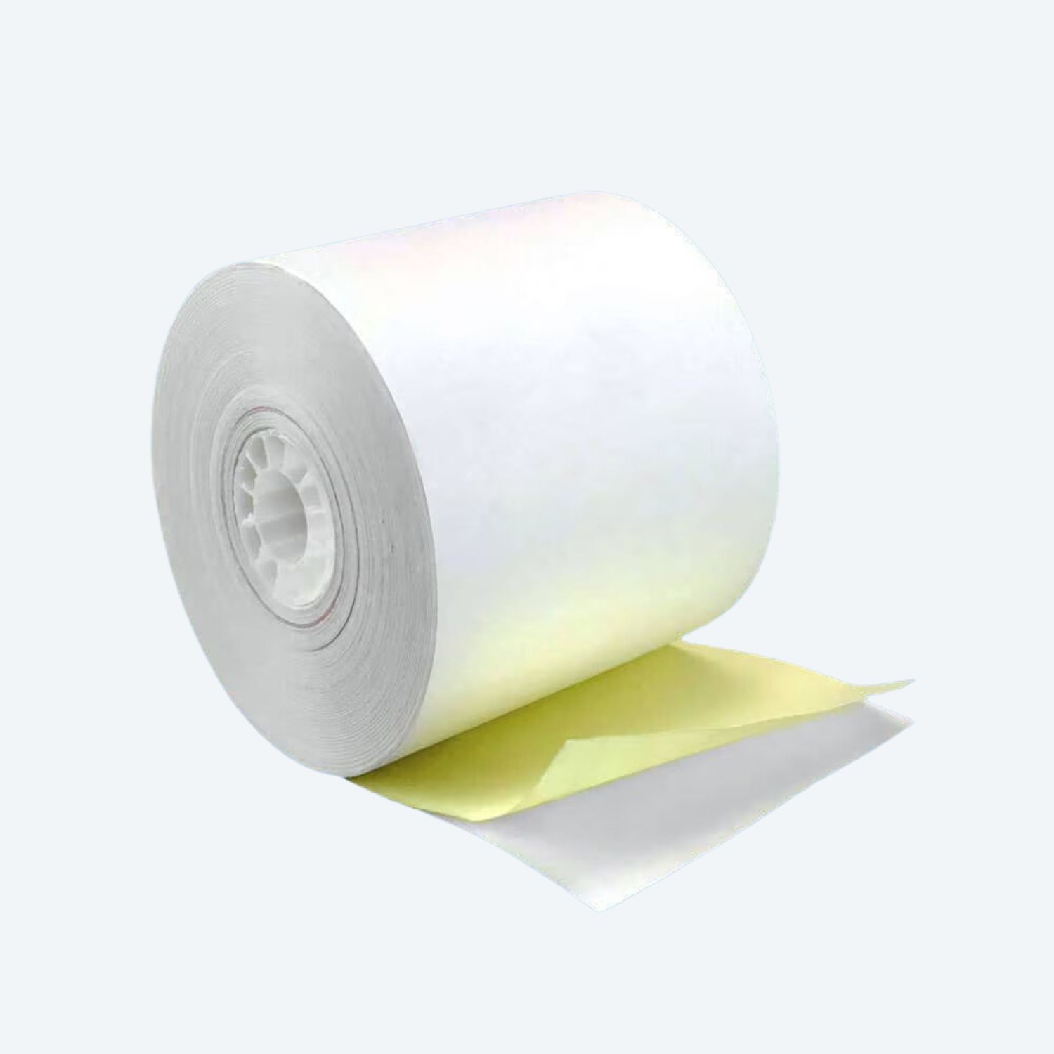 2 1/4" x 95' 2-Ply Carbonless Paper Rolls - White/Canary (50 Rolls)