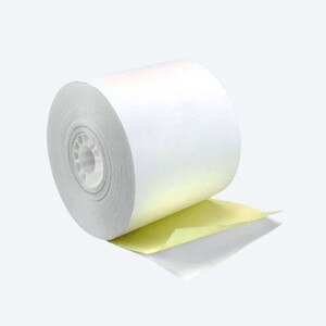 2 1/4" x 95' 2-Ply Carbonless Paper Rolls - White/Canary (50 Rolls) - C214-095