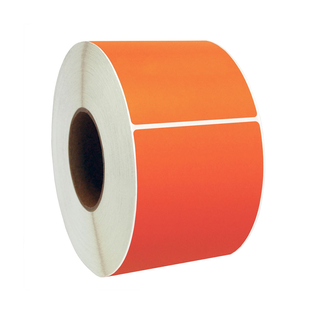 2” x 1” Orange Thermal Transfer Labels, 3” Core, 5,500 Labels/Roll (8 Rolls)