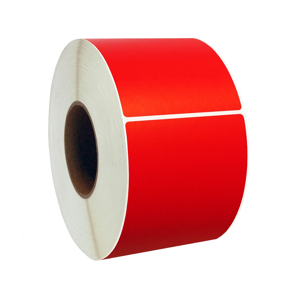 2” x 1” Red Thermal Transfer Labels, 3” Core, 5,500 Labels/Roll (8 Rolls)