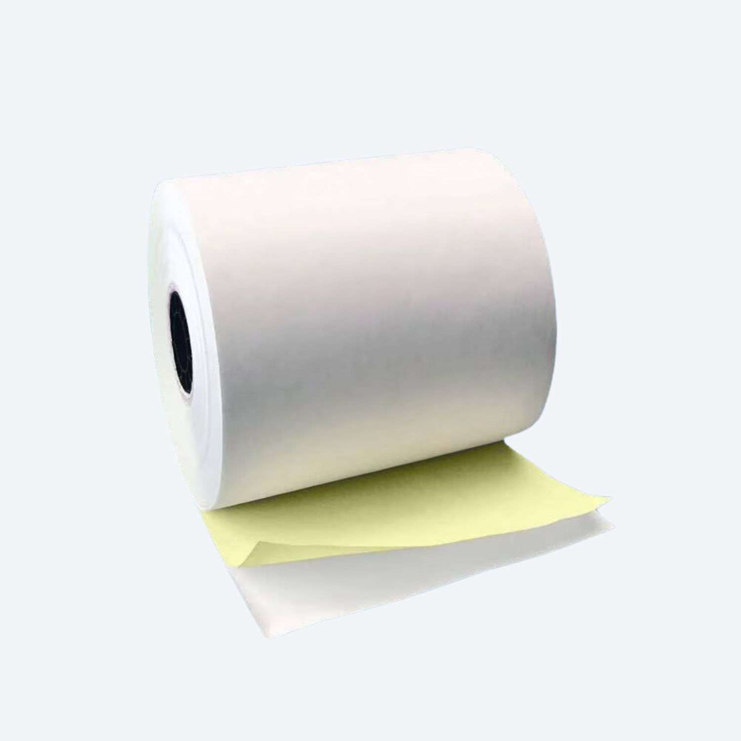 2 3/4" x 90' 2-Ply Carbonless Paper Rolls - White/Canary (50 Rolls)