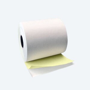 2 3/4" x 90' 2-Ply Carbonless Paper Rolls - White/Canary (50 Rolls) - C234-090