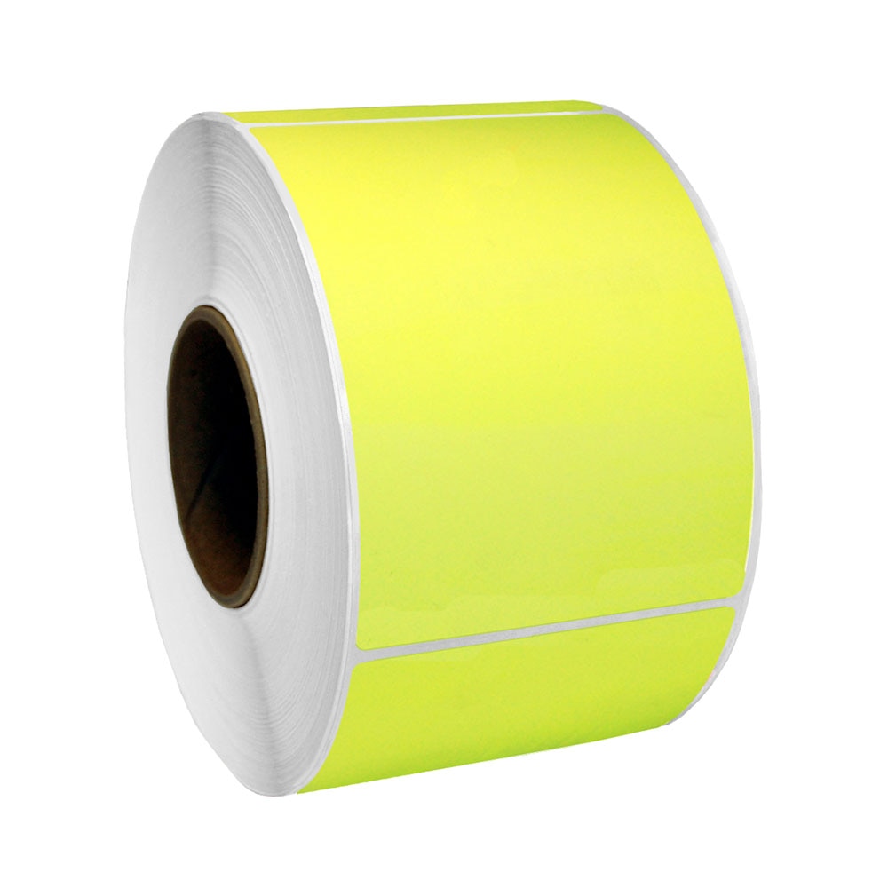 2” x 3” Fluorescent Chartreuse Thermal Transfer Labels, 3” Core, 1,900 Labels/Roll (8 Rolls)