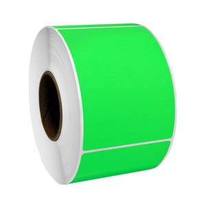 2” x 3” Fluorescent Green Thermal Transfer Labels, 3” Core, 1,900 Labels/Roll (8 Rolls)