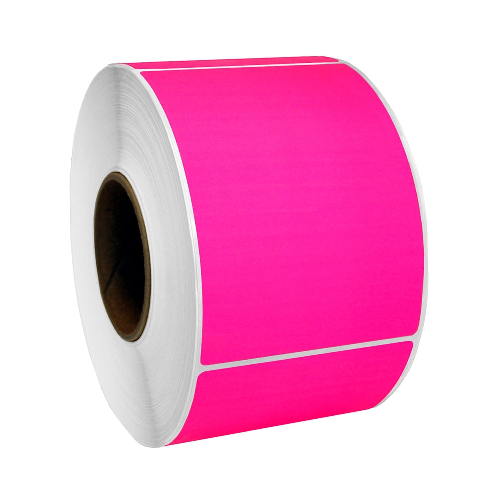 2” x 3” Fluorescent Pink Thermal Transfer Labels, 3” Core, 1,900 Labels/Roll (8 Rolls)