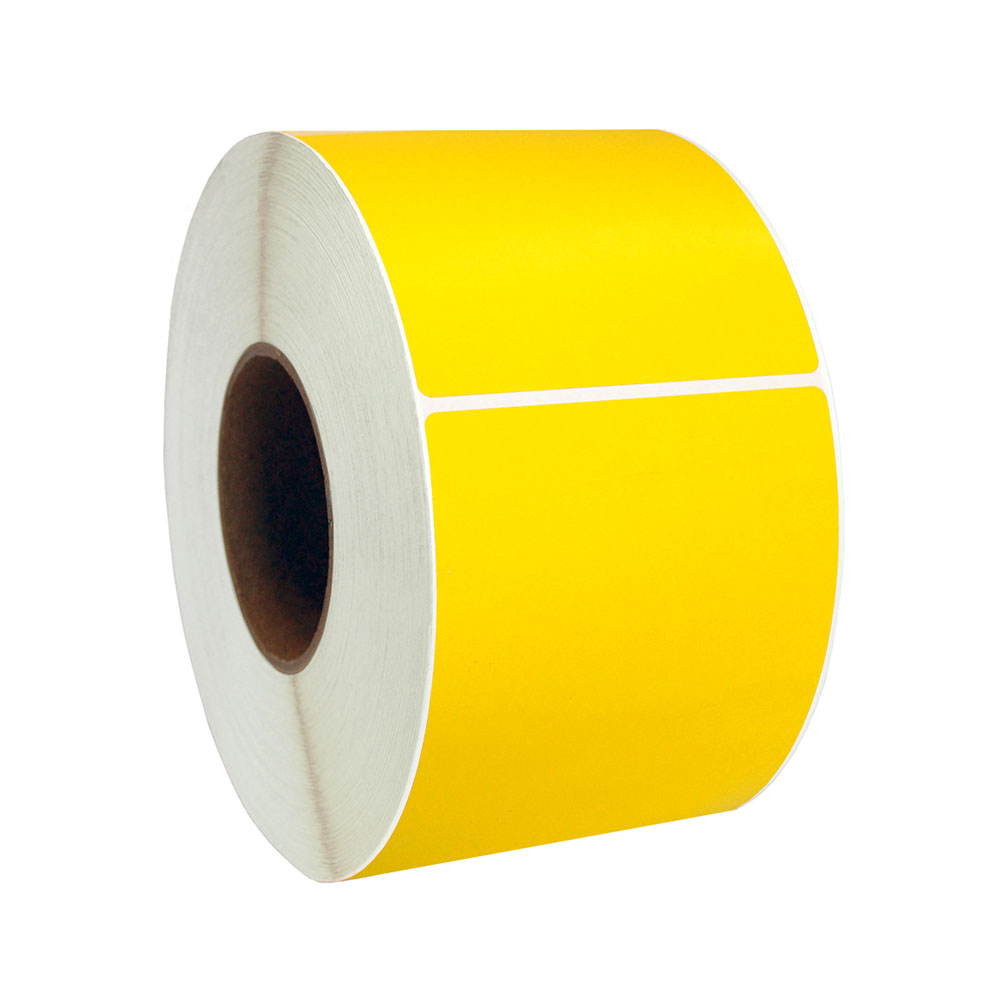 2” x 3” Yellow Thermal Transfer Labels, 1” Core, 500 Labels/Roll (12 Rolls)