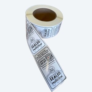 2" x 4" Pizza Guys Custom Tamper Seal Label Roll with Hot Melt Adhesive (8 Rolls) - ZP-PGPizzaLabel-V2