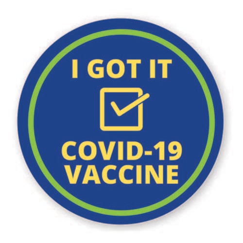 2" I Got My COVID-19 Vaccine Sticker, Blue with Checkmark (5 Rolls)