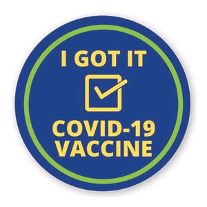 2" I Got My COVID-19 Vaccine Sticker, Blue with Checkmark (5 Rolls) - L-VACCINE-B