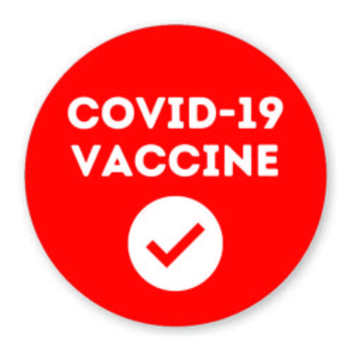 2" I Got My COVID-19 Vaccine Sticker, Red with Checkmark (5 Rolls)