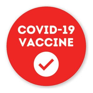 2" I Got My COVID-19 Vaccine Sticker, Red with Checkmark (5 Rolls) - L-VACCINE-R