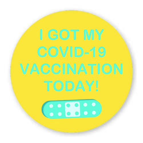 2" I Got My COVID-19 Vaccine Sticker, Yellow with Bandage (5 Rolls)