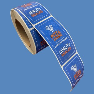 2" x 4" Pizza Zombie Custom Tamper Seal Label Roll with Hot Melt Adhesive (8 Rolls) - ZP-CPHPizzaZombieLabel