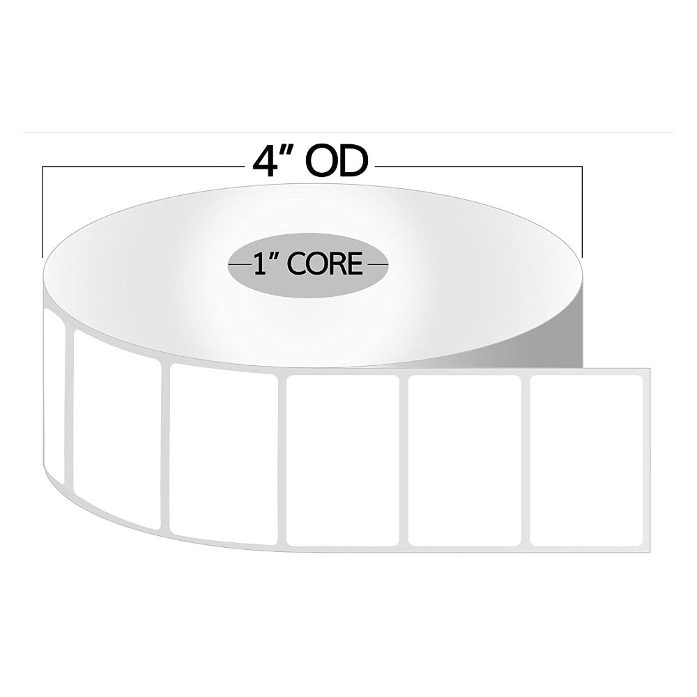 2” x 1.5” Direct Thermal Labels, 1” Core, 900 Labels/Roll (12 Rolls)