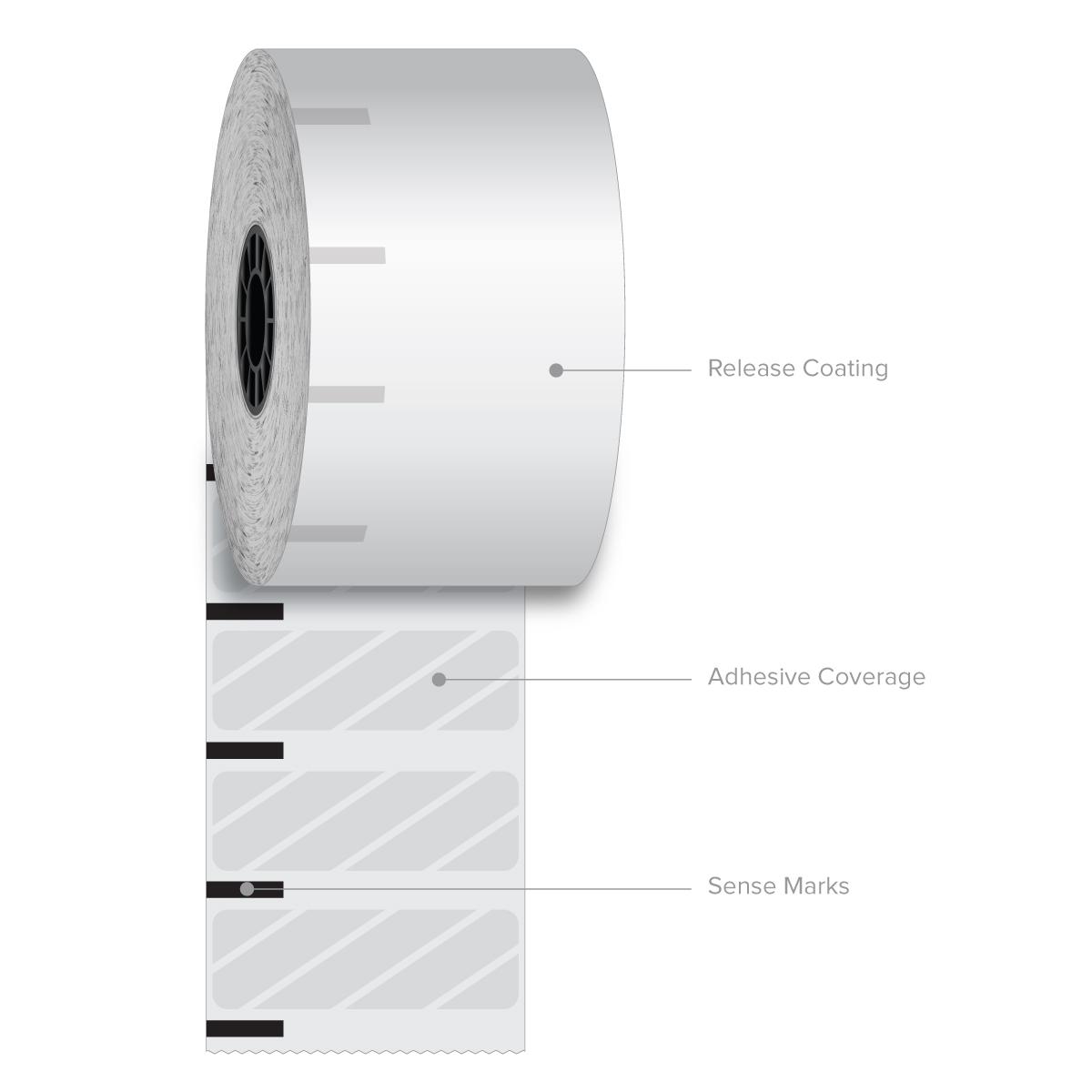 2 1/4" x 350' Iconex High-Tack G2 Sticky Media Linerless Labels (12 Rolls)