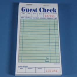 3.3" x 6.7" Single Copy Green Guest Checks (2500 checks)