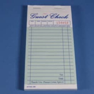 3.3" x 6.7" Two Copy Green Carbonless Guest Checks (2500 checks) - GC-TGGC2