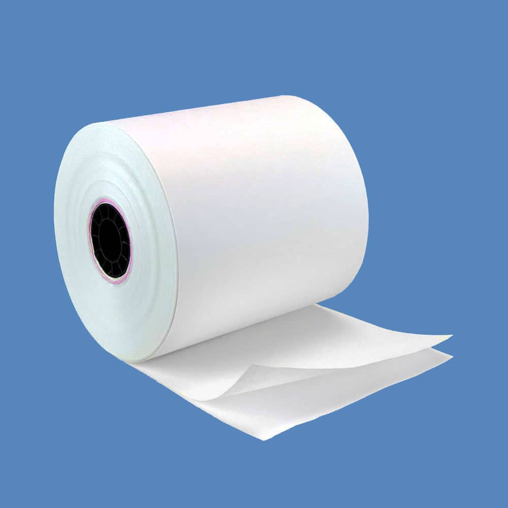 3" X 100' 2-Ply Carbonless Paper Rolls - White/White (50 Rolls)
