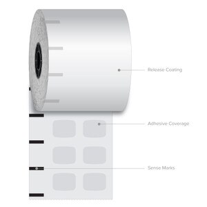 3 1/8" x 270' Iconex High-Tack Plus Sticky Media Linerless Labels (12 Rolls) - ICON-9023-2507
