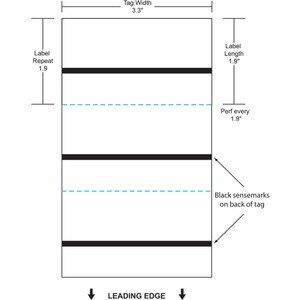 3.34" x 1.915" Perforated Direct Thermal Tags, Fanfold (32,000 Tags) - L-DTTAG-334-1915-NF