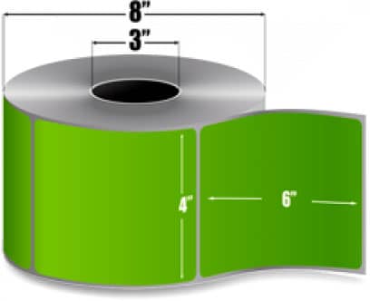 4" x 6" Dark Green Thermal Transfer Labels, 3" Core, 1,000 Labels/Roll (4 Rolls)