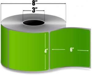 4" x 6" Dark Green Thermal Transfer Labels, 3" Core, 1,000 Labels/Roll (4 Rolls) - L-RTT8-400600-3P F/Green