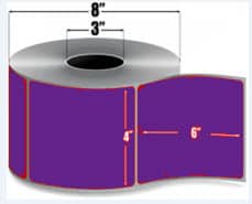 4" x 6" Purple Thermal Transfer Labels, 3" Core, 1,000 Labels/Roll (4 Rolls)