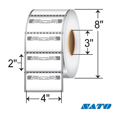 4” x 2” RFID Thermal Transfer Labels with Alien Squiggle Inlay for Sato CL4NX (4 Rolls)