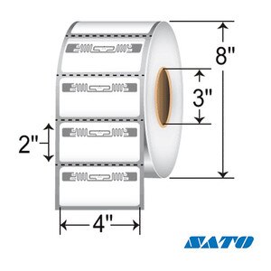 4” x 2” RFID Thermal Transfer Labels with Alien Squiggle Inlay for Sato CL4NX (4 Rolls) - L-RFID-4-2-ALN9840-2500-3-S