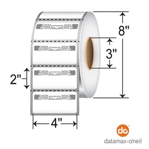 4” x 2” RFID Thermal Transfer Labels with Avery AD-229r6 Inlay for Datamax (4 Rolls) - L-RFID-4-2-AD229-2500-3-D