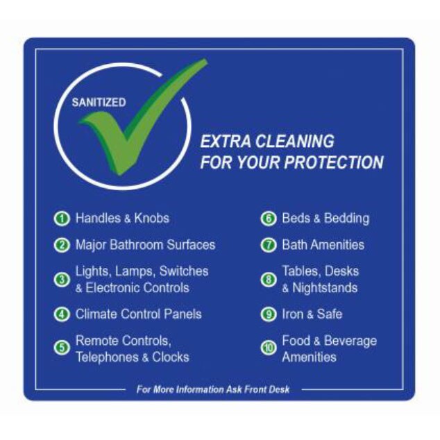 4" x 4" Hotel Room Sanitization Checklist Seal, 500 Labels (4 Rolls)