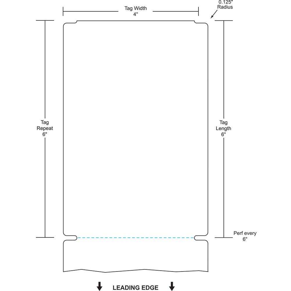 4" x 6" Perforated Thermal Transfer Tags, Fanfold (4,000 Tags)