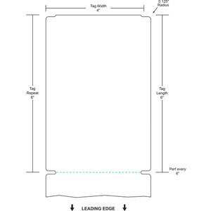 4" x 6" Perforated Thermal Transfer Tags, Fanfold (4,000 Tags) - L-TTTAG-4-6-1000-FF