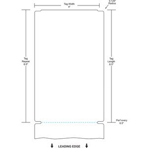 4" x 6.5" Perforated Thermal Transfer Tags, Fanfold (4,000 Tags) - L-TTTAG-4-65-1000-FF
