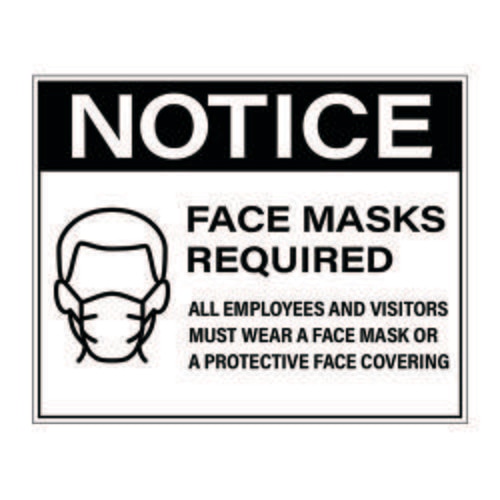 8" x 10" Face Mask Required Sign, Black Vinyl (25 Labels)