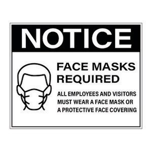 8" x 10" Face Mask Required Sign, Black Vinyl (25 Labels) - L-8X10-FACEMASK-BLK