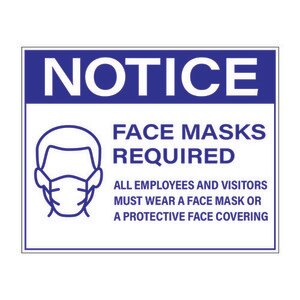 8" x 10" Face Mask Required Sign, Blue Vinyl (25 Labels) - L-8X10-FACEMASK-BLUE
